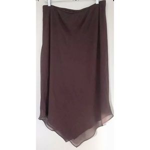 BR Sz 14 Silk Chocolate Brown Asymmetrical Skirt